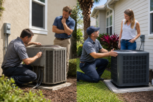 Florida homeowner deciding whether to repair or replace an air conditioning system